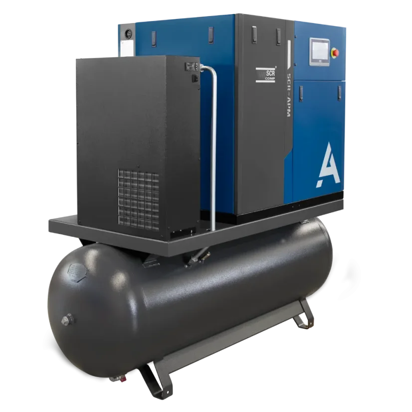 Šroubový kompresor APM Maxi, příkon 7,5 kW, tlak 10 bar, sestava TD, vzdušník 270 litrů