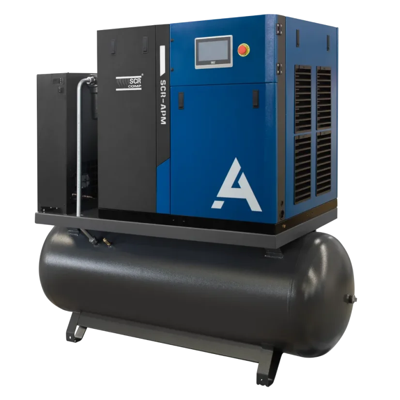 Šroubový kompresor APM Maxi, příkon 7,5 kW, tlak 10 bar, sestava TD, vzdušník 270 litrů