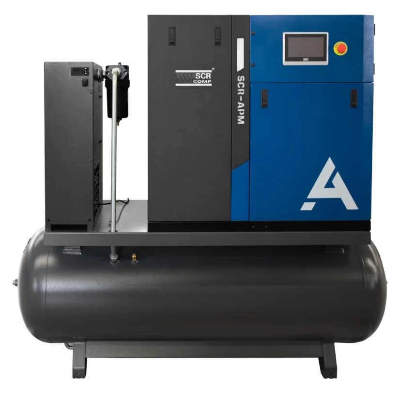 Šroubový kompresor APM Maxi, příkon 7,5 kW, tlak 10 bar, sestava TD, vzdušník 270 litrů