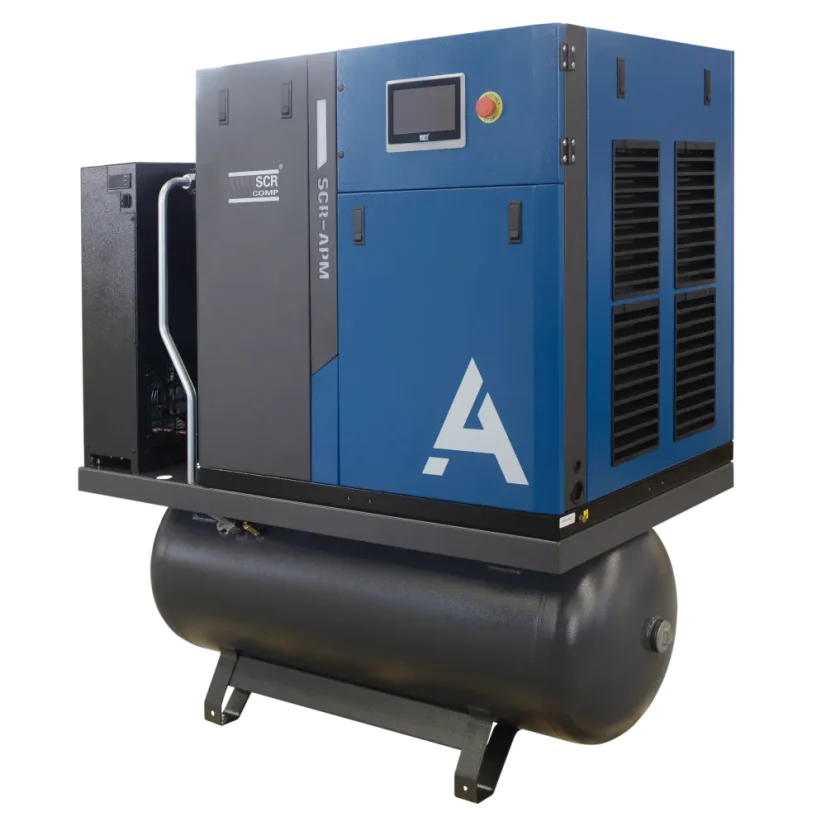 Šroubový kompresor APM Maxi, příkon 15 kW, tlak 10 bar, sestava FF, vzdušník 500 litrů